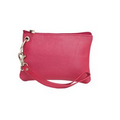 Agora Cowhide Wristlet Wallet Pouch - Fuchsia Pink
